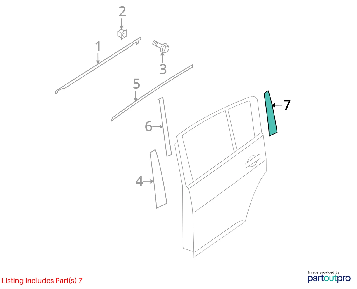 07-12 NISSAN VERSA REAR LEFT DOOR EXTERIOR FENDER APPLIQUE PANEL 78127EL000 OEM
