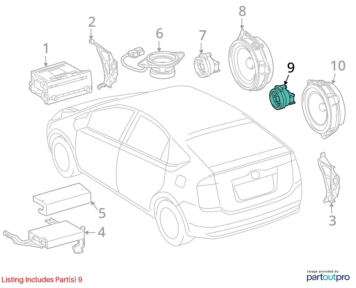 2004-2009 TOYOTA PRIUS REAR LEFT DOOR TWEETER SPEAKER SOUND SYSTEM 861600WB50