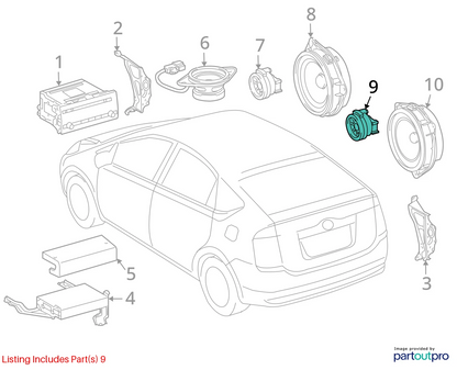 2004-2009 TOYOTA PRIUS REAR LEFT DOOR TWEETER SPEAKER SOUND SYSTEM 861600WB50