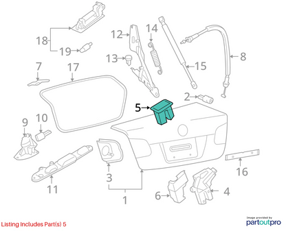 06-10 VOLKSWAGEN PASSAT SEDAN REAR TRUNK LOCK LATCH COVER TRIM 4E0827520B01C OEM