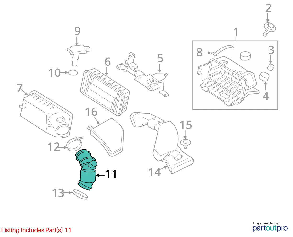 2008-2013 MITSUBISHI OUTLANDER AIR CLEANER RESONATOR HOSE DUCT PIPE 1505A630
