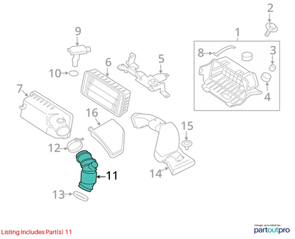 2008-2013 MITSUBISHI OUTLANDER AIR CLEANER RESONATOR HOSE DUCT PIPE 1505A630