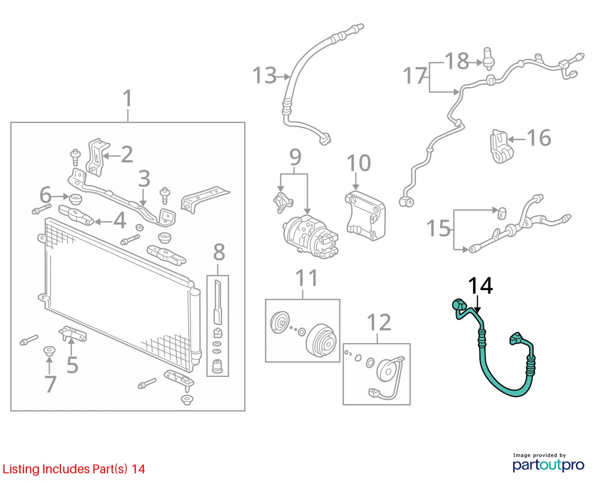 1999-2004 HONDA ODYSSEY 3.5L A/C AIR CONDITION DISCHARGE HOSE PIPE LINE UNIT OEM