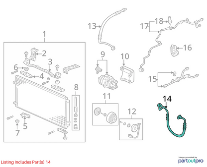 1999-2004 HONDA ODYSSEY 3.5L A/C AIR CONDITION DISCHARGE HOSE PIPE LINE UNIT OEM