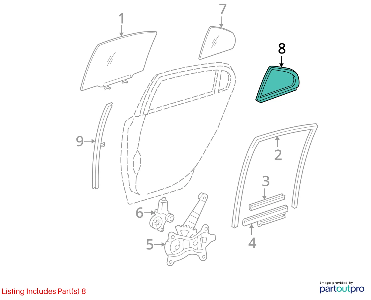 2006-2013 LEXUS IS250 REAR LEFT SIDE DOOR QUARTER WINDOW GLASS 68189-53030 OEM