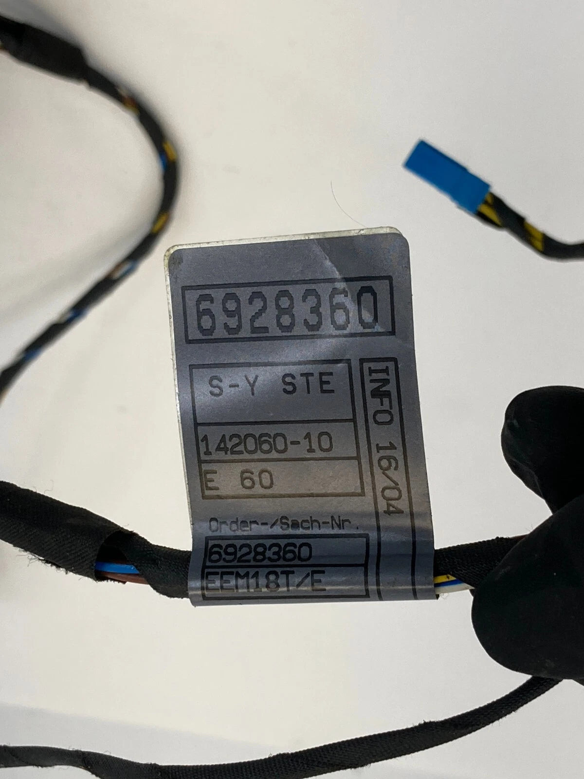 2006 2007 BMW 530I REAR RIGHT SIDE DOOR WIRING WIRE HARNESS CABLE 6928360 OEM