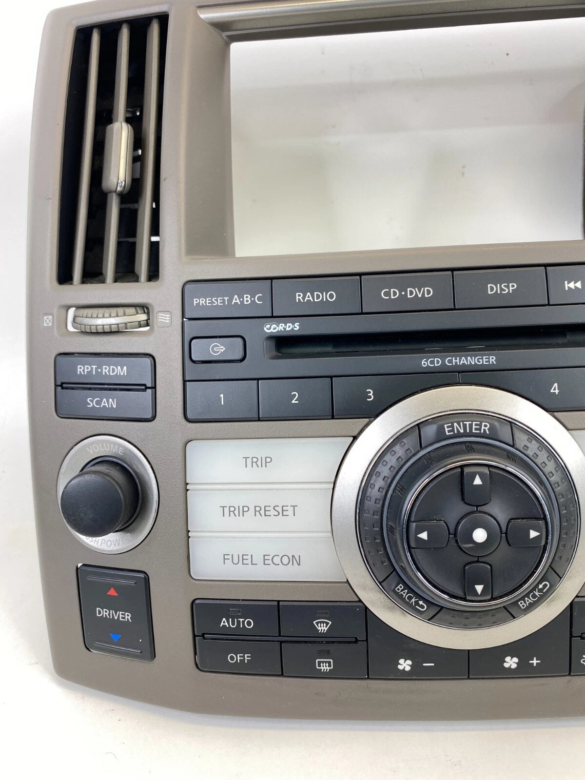 06-08 INFINITI FX35 DASHBOARD RADIO NAVIGATION PLAYER CLIMATE CONTROL BEZEL TRIM