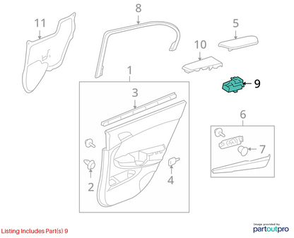 2010 2011 HONDA ACCORD CROSSTOUR REAR RIGHT SIDE DOOR POWER WINDOW SWITCH BEZEL
