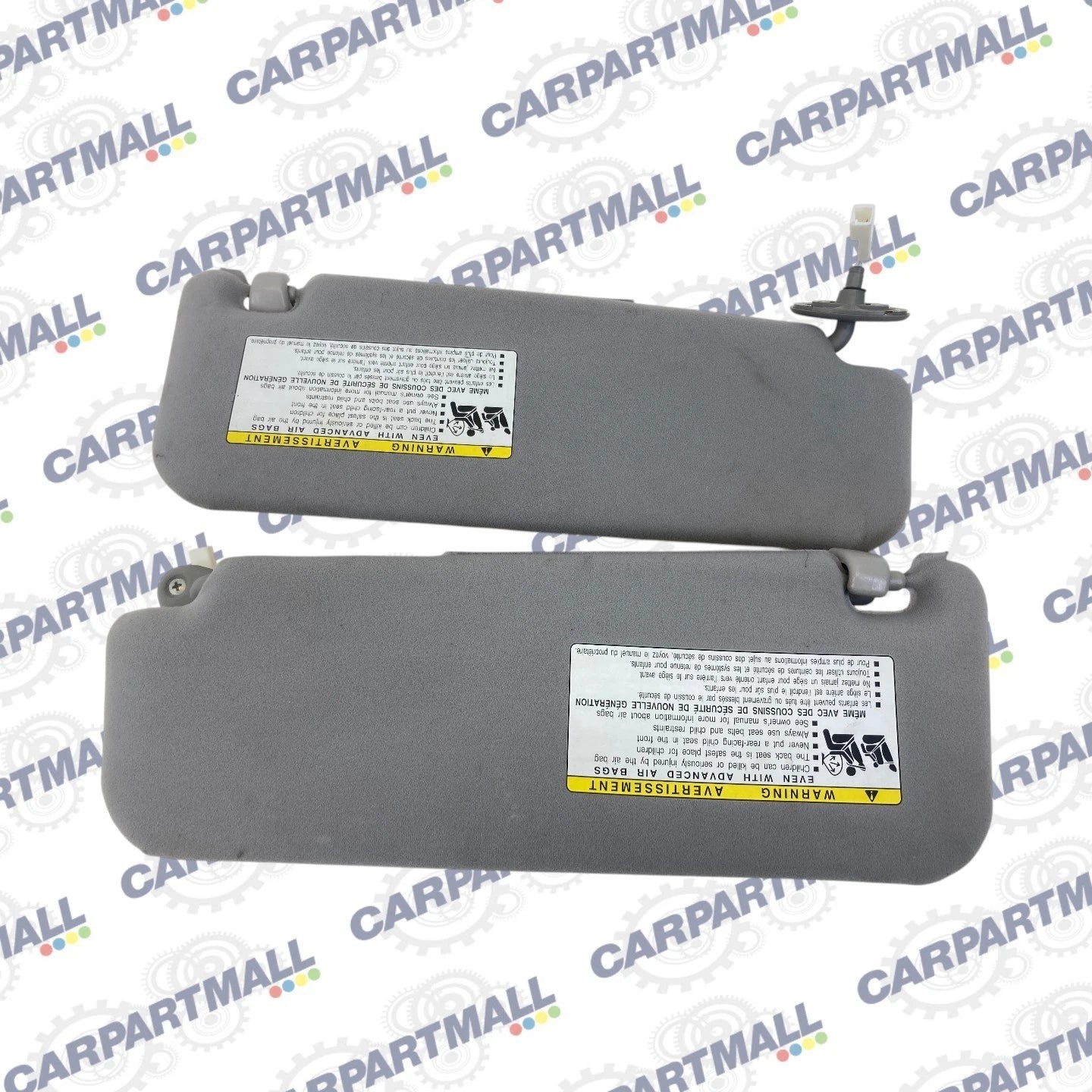 2006-2009 TOYOTA PRIUS SUN VISOR PAIR SET DRIVER PASSENGER GRAY W/ MIRROR OEM