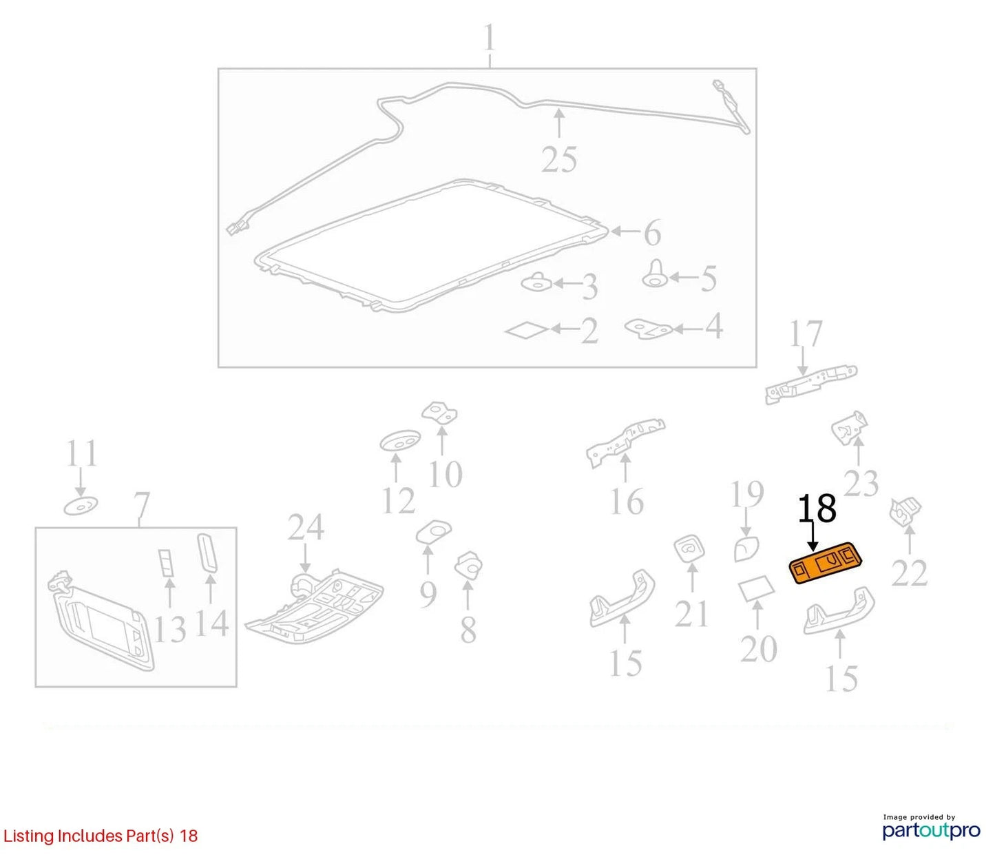 2010-2016 CADILLAC SRX REAR RIGHT INTERIOR ROOF READING LAMP LIGHT 20909444