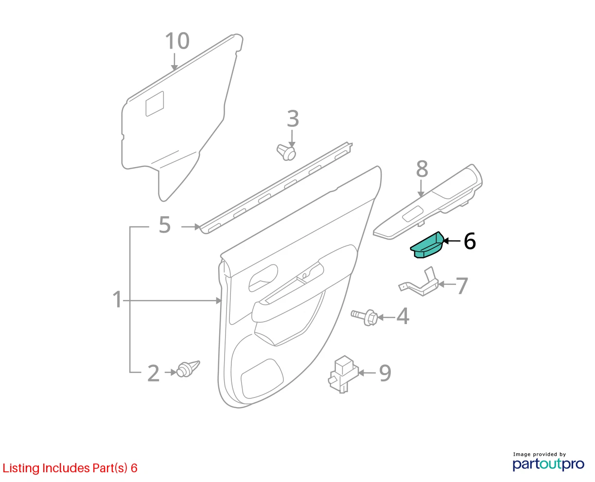 2007-2012 NISSAN VERSA REAR LEFT SIDE INTERIOR DOOR PULL HANDLE 82951-EL00A OEM