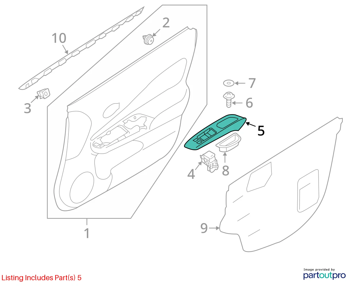 2012-2019 NISSAN VERSA SEDAN FRONT RIGHT SIDE DOOR POWER WINDOW CONTROL SWITCH