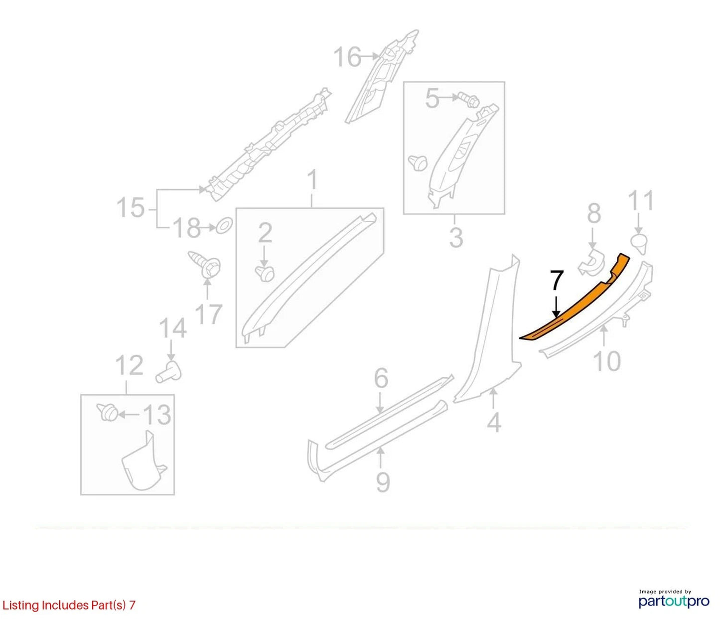 2010-2014 SUBARU LEGACY REAR RIGHT SIDE DOOR PILLAR SCUFF PLATE COVER 94061AJ06A