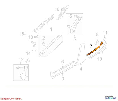 2010-2014 SUBARU LEGACY REAR RIGHT SIDE DOOR PILLAR SCUFF PLATE COVER 94061AJ06A