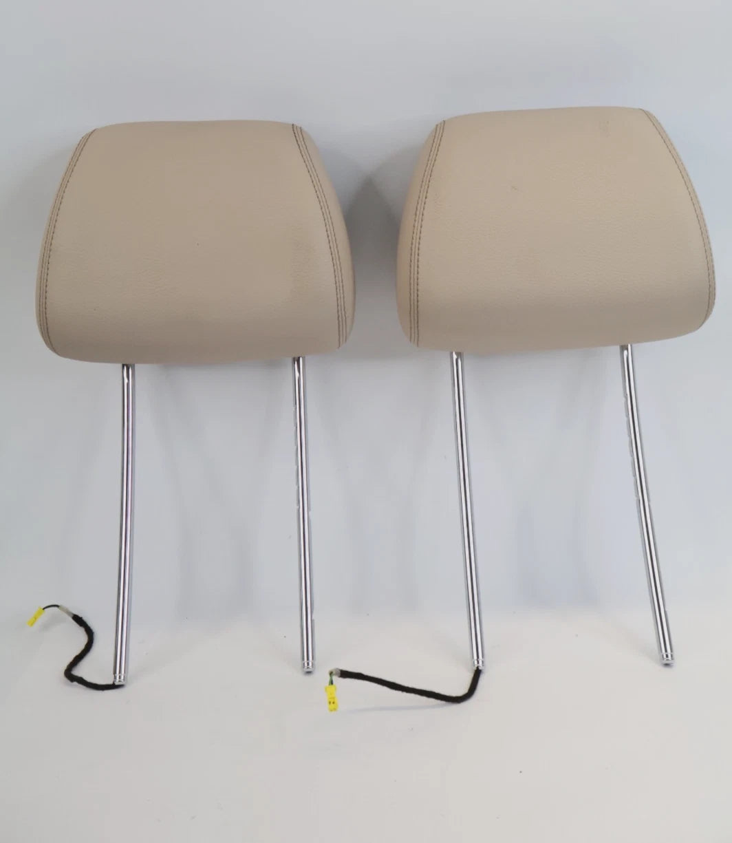 14-16 MERCEDES-BENZ E350 E250 FRONT LEFT & RIGHT SEAT HEADREST HEAD REST BEIGE
