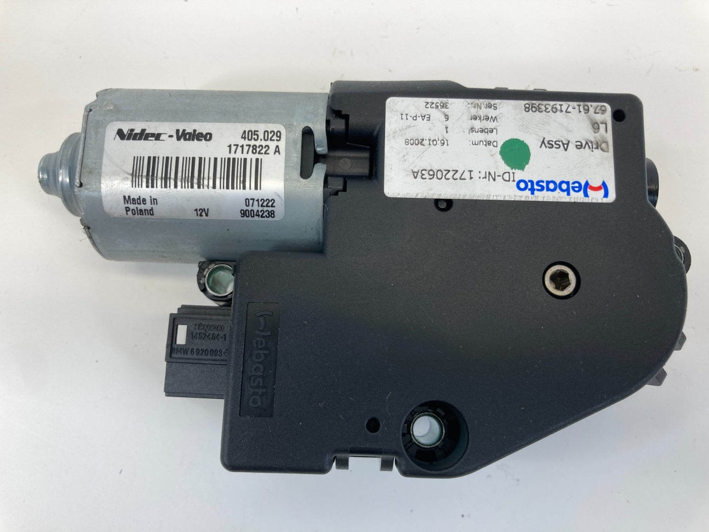 2007 2008 BMW 328xi Sunroof Sun Roof Motor Drive Assy 67617193398 OEM