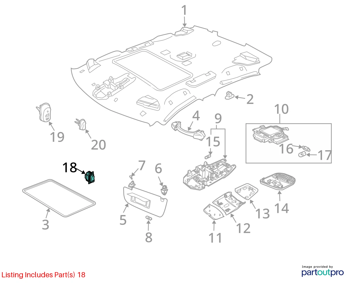 2005-2011 SAAB 9-3 93 SEDAN ROOF SUN ROOF SUNROOF CONTROL SWITCH BUTTON 12804103