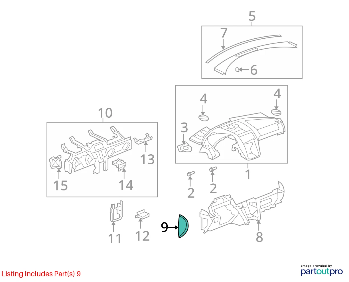 07-10 SATURN OUTLOOK DRIVER SIDE INSTRUMENT PANEL COMPARTMENT ACCESS HOLE COVER