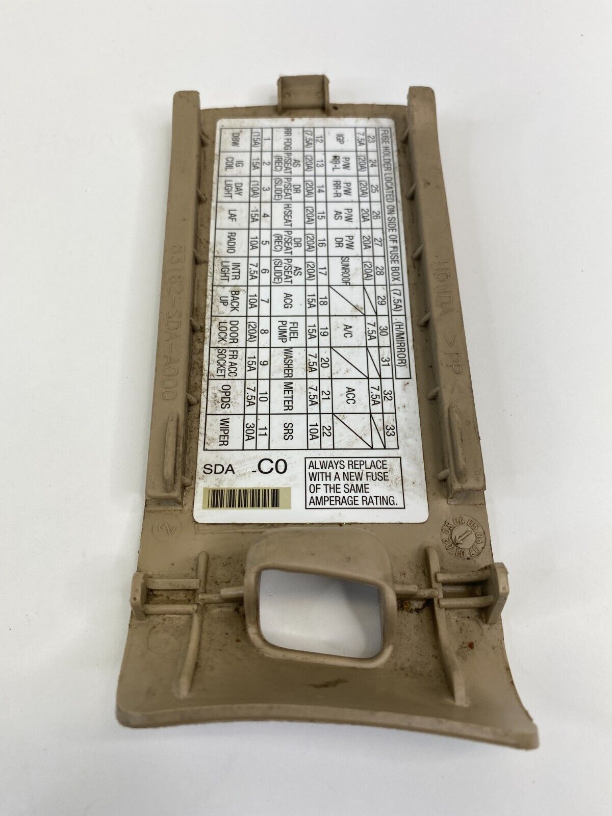 2003-2007 Honda Accord Interior Pillar Fuse Box Cover Lid Bezel Trim 83162-SDA