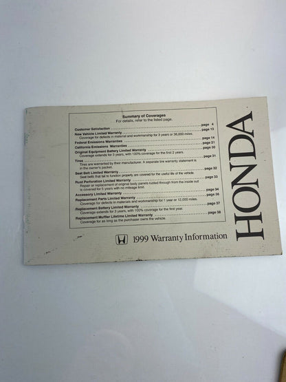 1999 99 Honda Accord Sedan Owner's Manual Book Set OEM