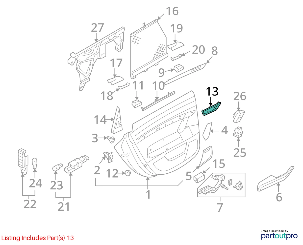 2005-2011 AUDI A6 QUATTRO REAR RIGHT INTERIOR DOOR HANDLE BEZEL TRIM 4F0867498
