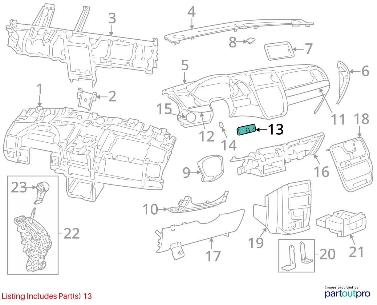 11-16 CHRYSLER TOWN & COUNTRY FRONT DASH IGNITION SWITCH BEZEL TRIM 1RB73AAAAB