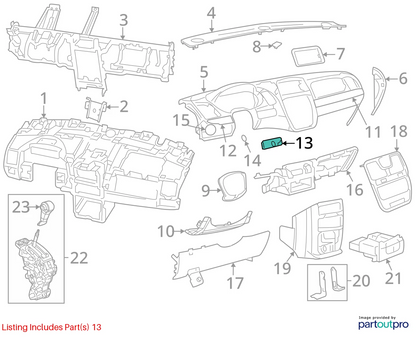 11-16 CHRYSLER TOWN & COUNTRY FRONT DASH IGNITION SWITCH BEZEL TRIM 1RB73AAAAB