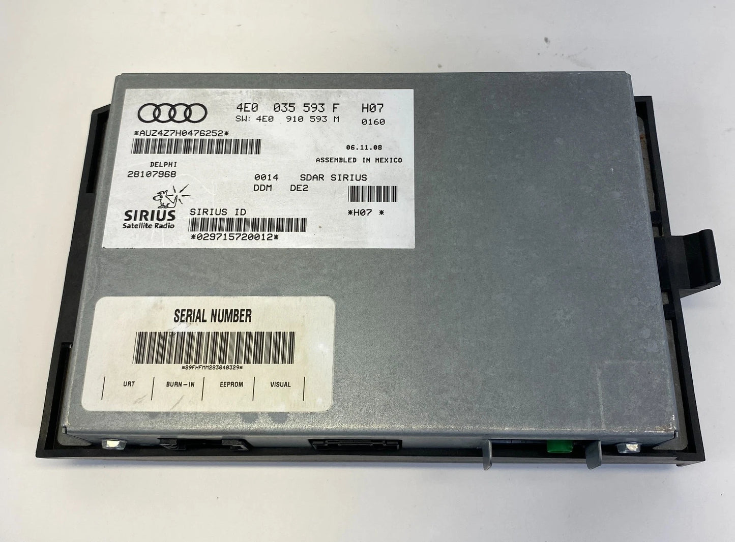 2008 2009 AUDI A5 QUATTRO SATELLITE RADIO RECEIVER MODULE OEM FACTORY 4E0035593F