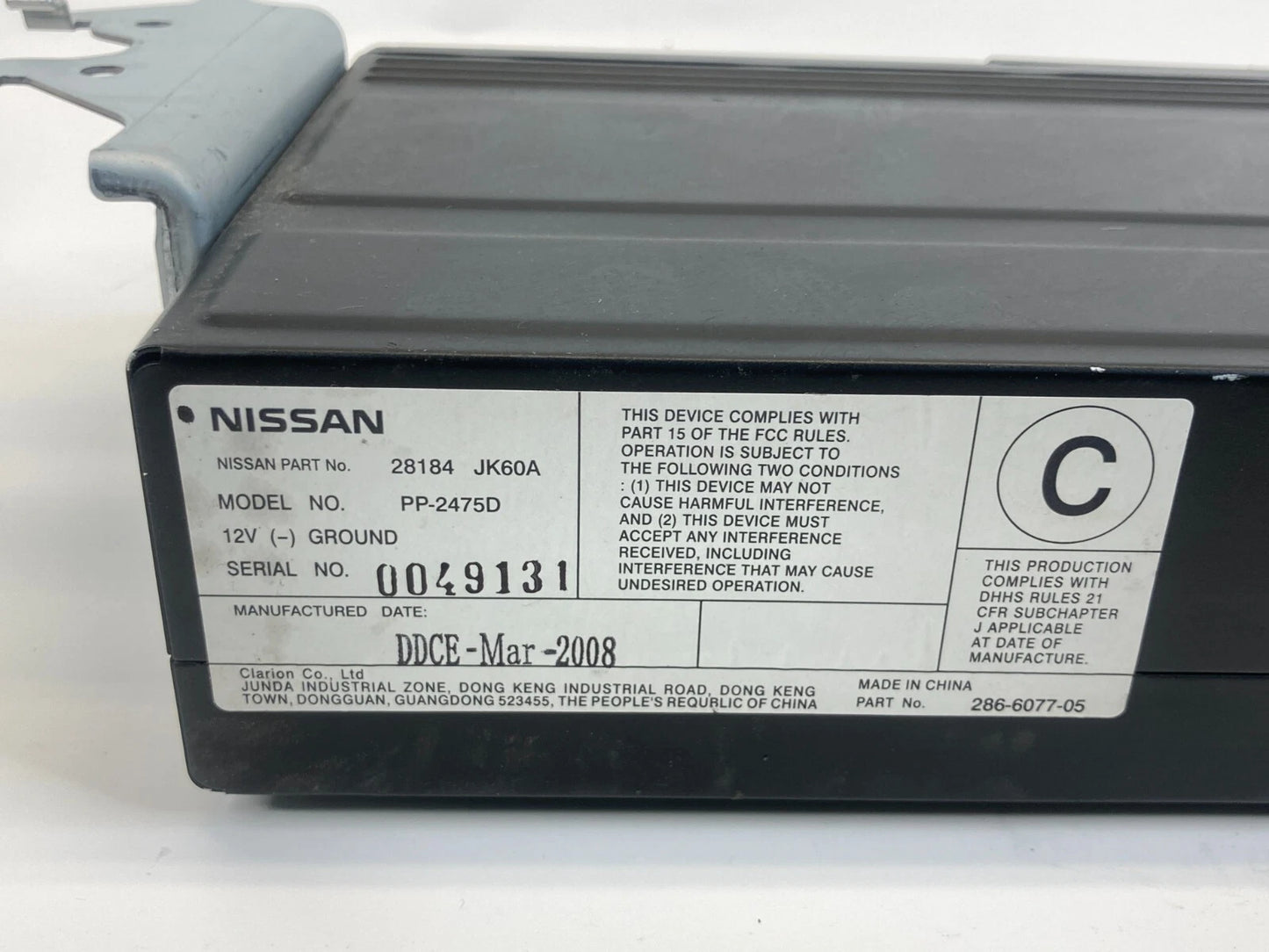 2007 2008 INFINITI G35 SEDAN TRUNK CD CHANGER PLAYER 28184-JK60A OEM