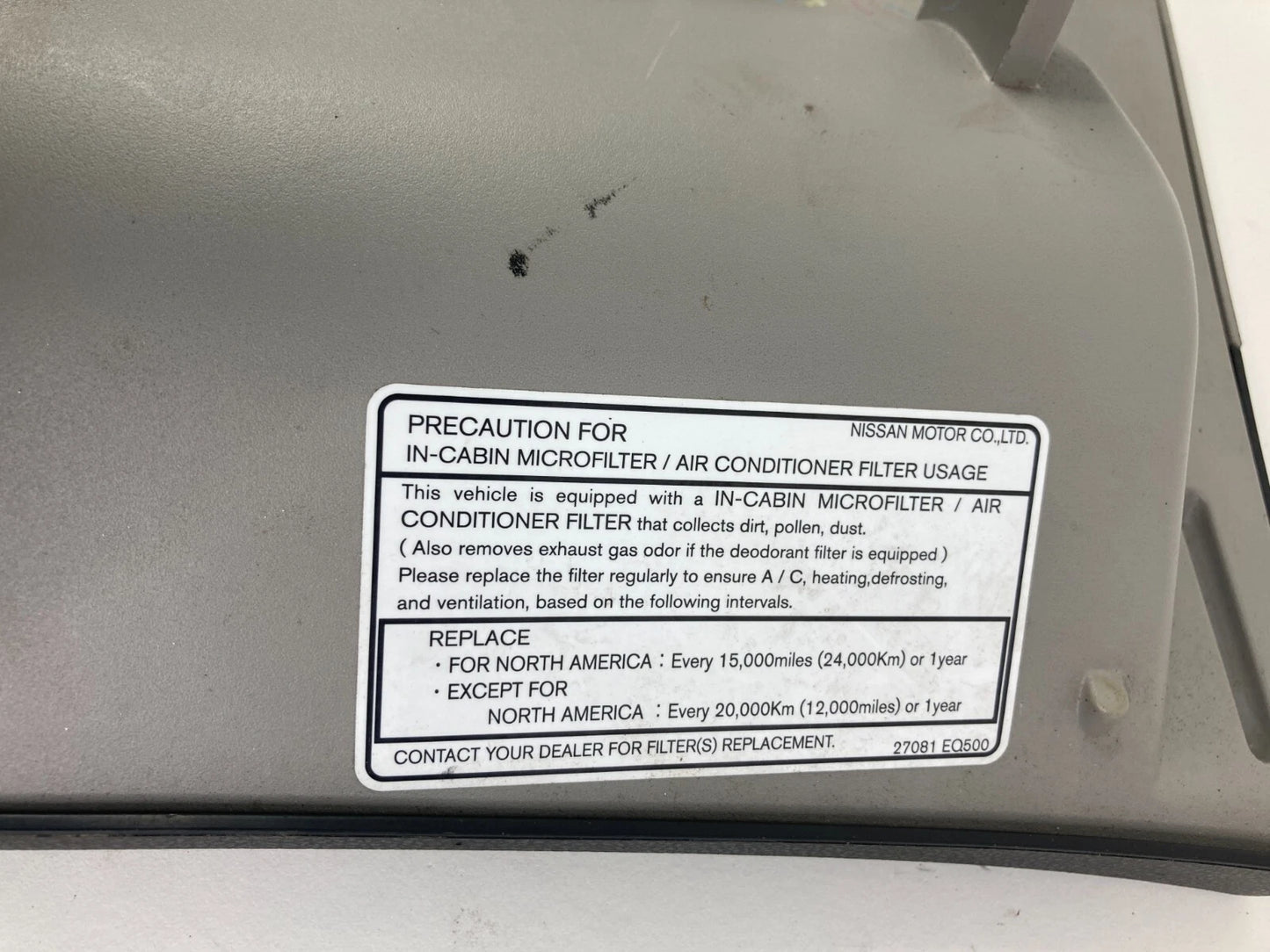 2008 2009 NISSAN ROGUE GLOVE BOX LID DOOR STORAGE COMPARTMENT COVER 27081-EQ500