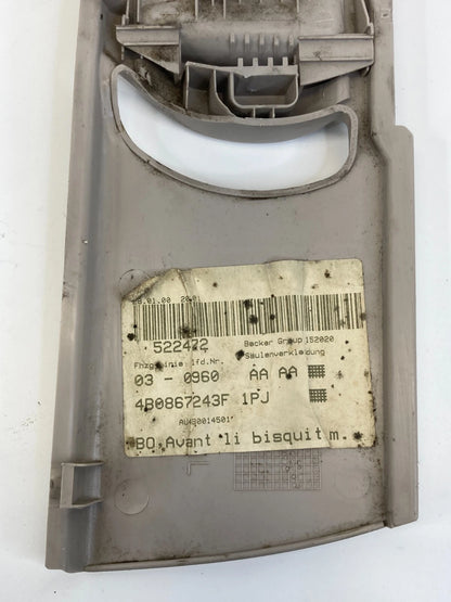 00 01 AUDI A6 QUATTRO FRONT LEFT UPPER B PILLAR CENTER COVER TRIM 4B0867243F OEM