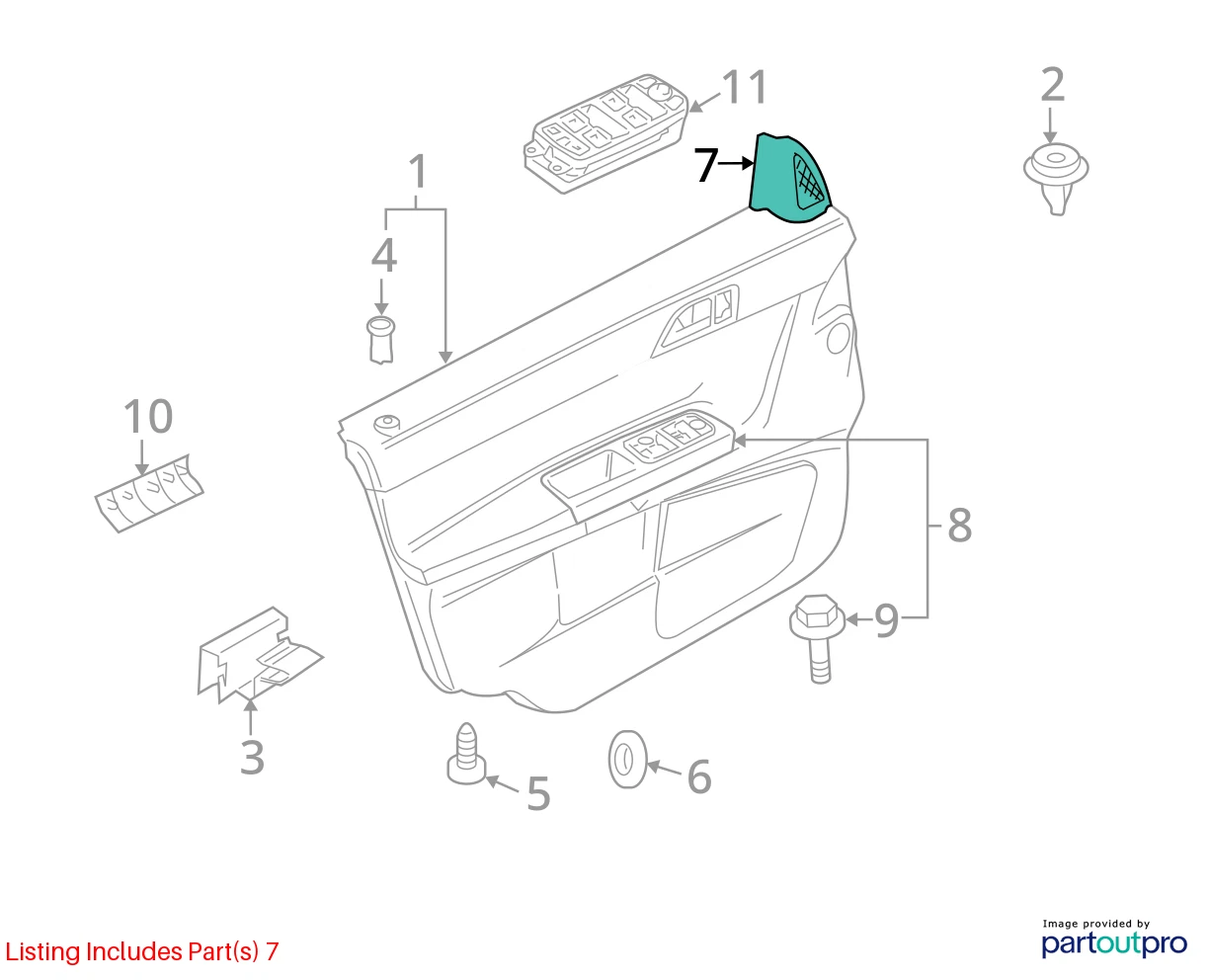 04-11 VOLVO S40 FRONT RIGHT PASSENGER SIDE DOOR SPEAKER TWEETER COVER TRIM PANEL