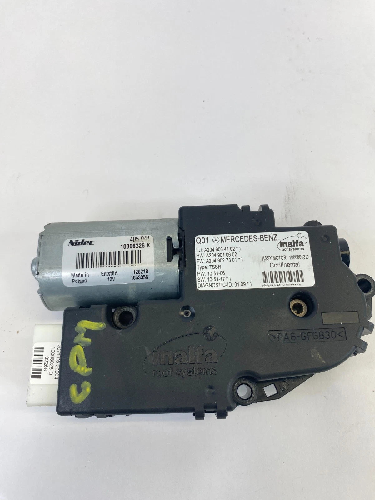 2009-2015 MERCEDES-BENZ GLK350 LEFT SUNROOF MOON ROOF MOTOR UNIT A204-906-41-02