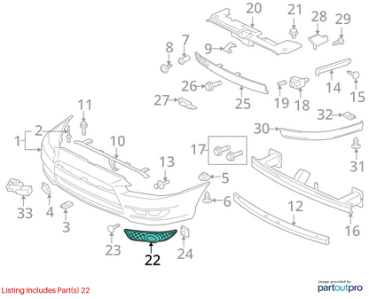 2008-2012 MITSUBISHI LANCER FRONT RIGHT PASSENGER SIDE FOG LIGHT BEZEL 8321A090
