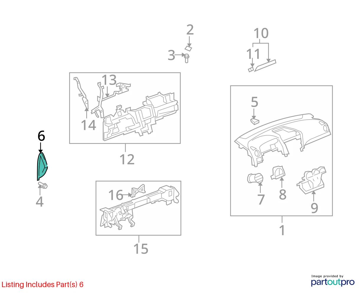 2012-2015 CHEVROLET CAPTIVA SPORT LEFT DRIVER SIDE DASH END CAP COVER 96835001