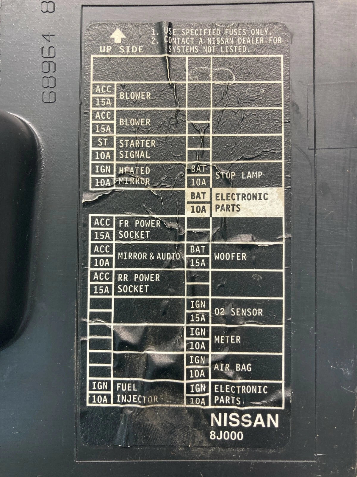 02-04 NISSAN ALTIMA 04-08 MAXIMA INTERIOR DASH FUSE BOX LID DOOR PANEL