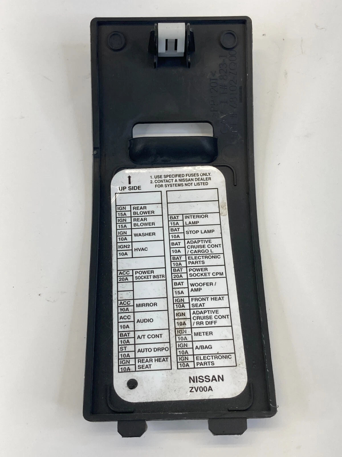 2008-2010 INFINITI QX56 DASH FUSE BOX COVER TRIM GLOVE BOX 68102-ZQ00 OEM