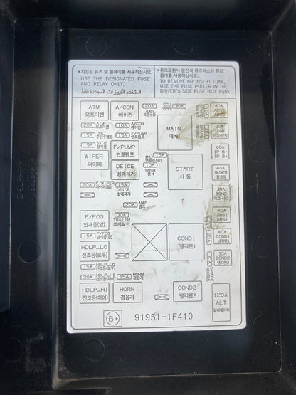2005-2010 KIA SPORTAGE 2.0L L4 ENGINE FUSE BOX COVER LID PANEL 91951-1F410 OEM