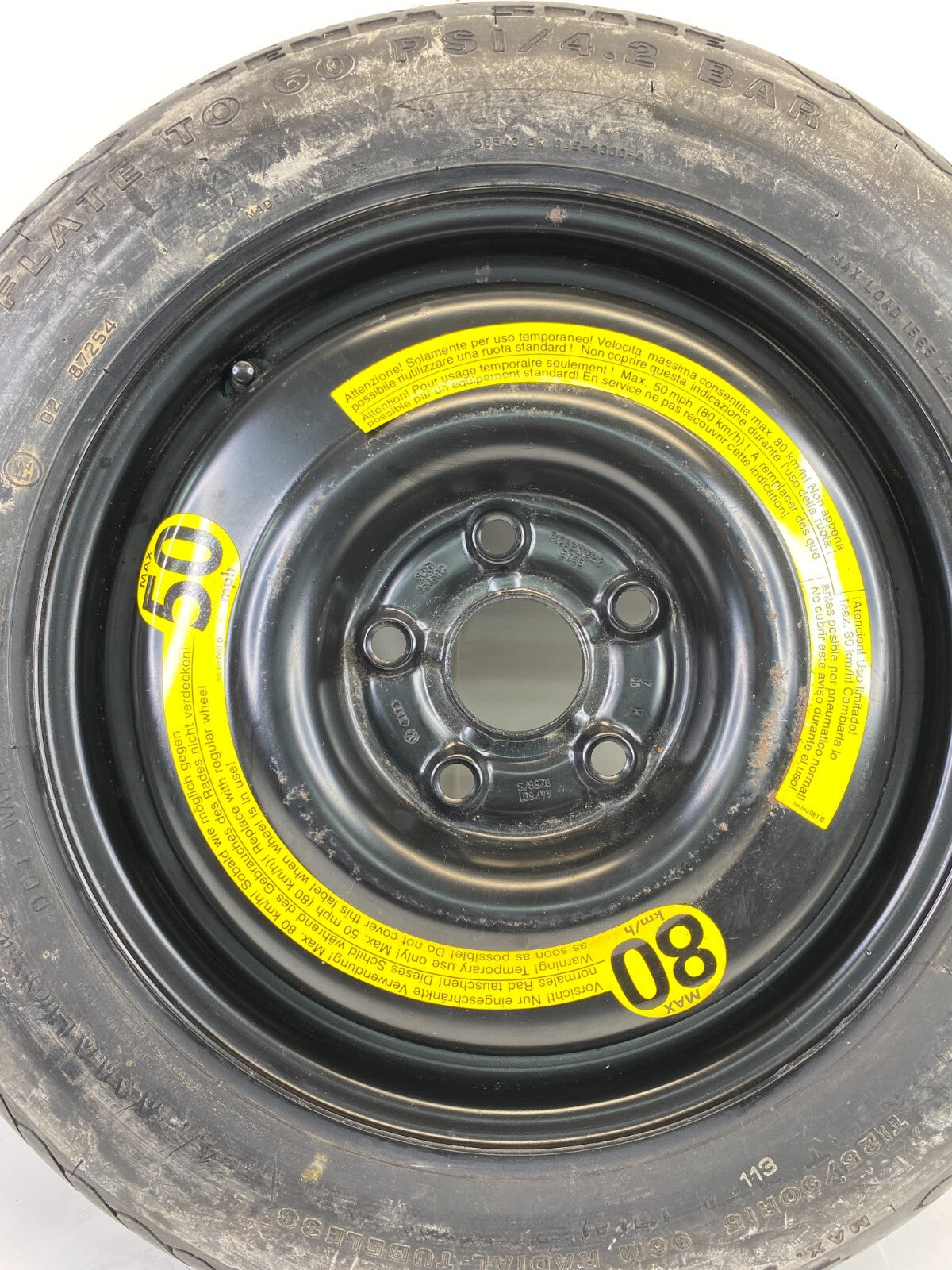 1999-2001 Audi A4 Emergency Spare Tire Wheel Compact Donut T125/90R15 96M