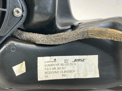 2000-2004 AUDI A6 QUATTRO REAR TRUNK SUBWOOFER SPEAKER ASSEMBLY 4B5035382A OEM