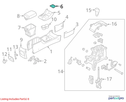 2011-2013 KIA SORENTO CENTER CONSOLE TRAY RUBBER MAT PAD OEM FACTORY 84634-1U000