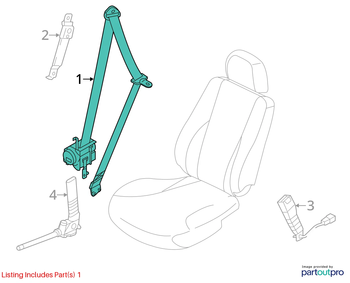 2011 2012 2013 HYUNDAI ELANTRA SEDAN FRONT RIGHT PASSENGER SEAT BELT RETRACTOR