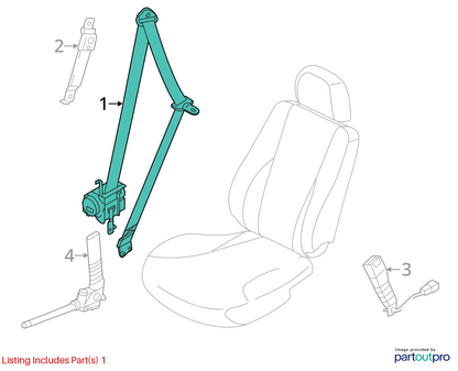 2011 2012 2013 HYUNDAI ELANTRA SEDAN FRONT RIGHT PASSENGER SEAT BELT RETRACTOR