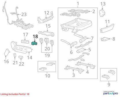 2006-2009 CADILLAC SRX FRONT RIGHT SEAT POWER LUMBAR CONTROL SWITCH OEM 15210786