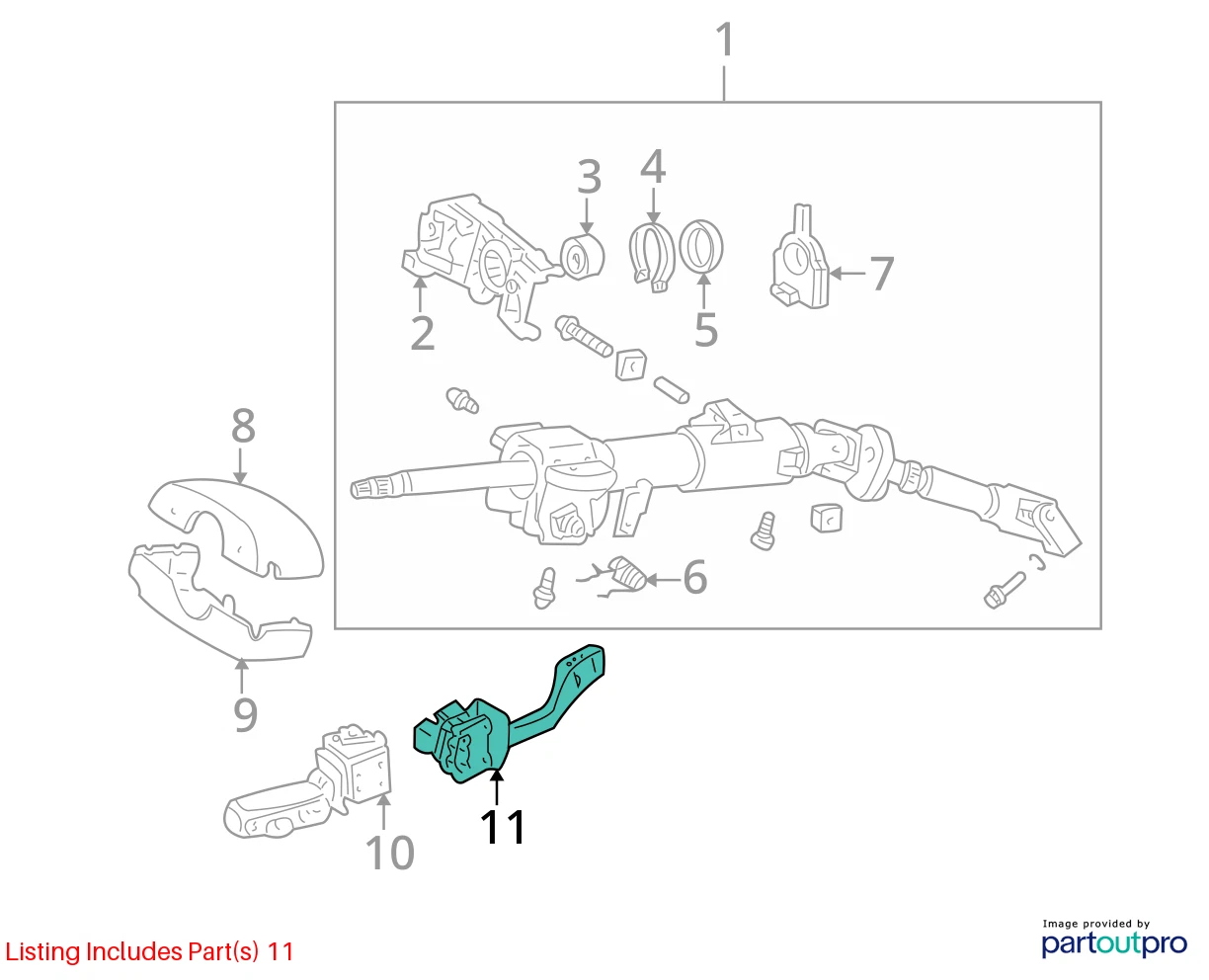 2006-2009 SAAB 9-5 95 WINDSHIELD WIPER CONTROL LEVER SWITCH 12758446