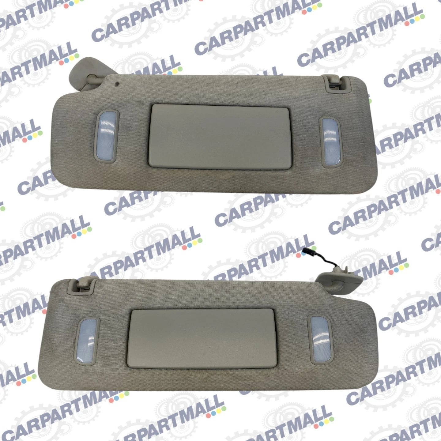 2007-2014 GMC YUKON SUN VISOR SHADE PAIR SET DRIVER & PASSENGER SIDES GRAY OEM