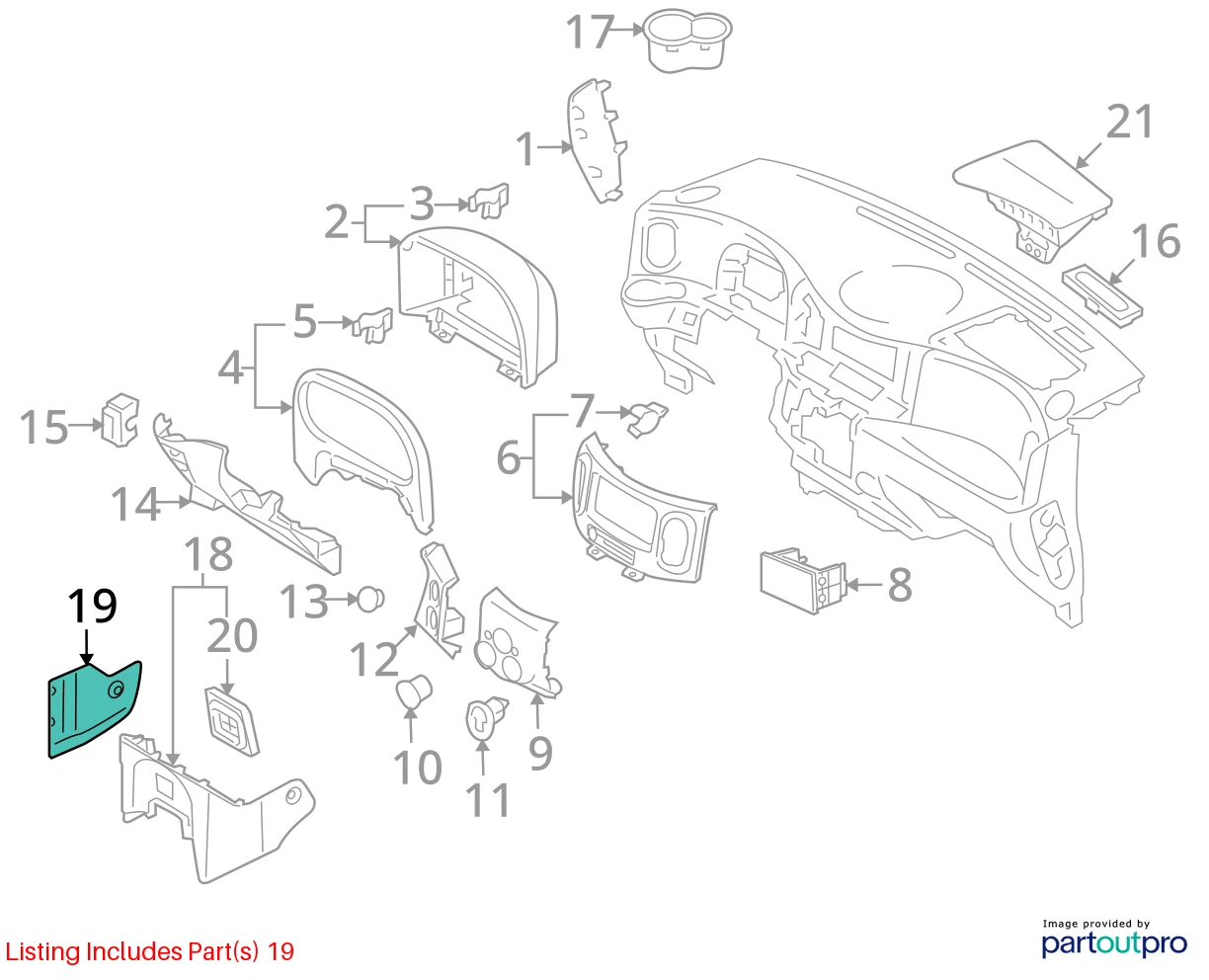 09-14 NISSAN CUBE LEFT DRIVER SIDE DASH LOWER COVER TRIM PANEL 68921-1FC0A OEM