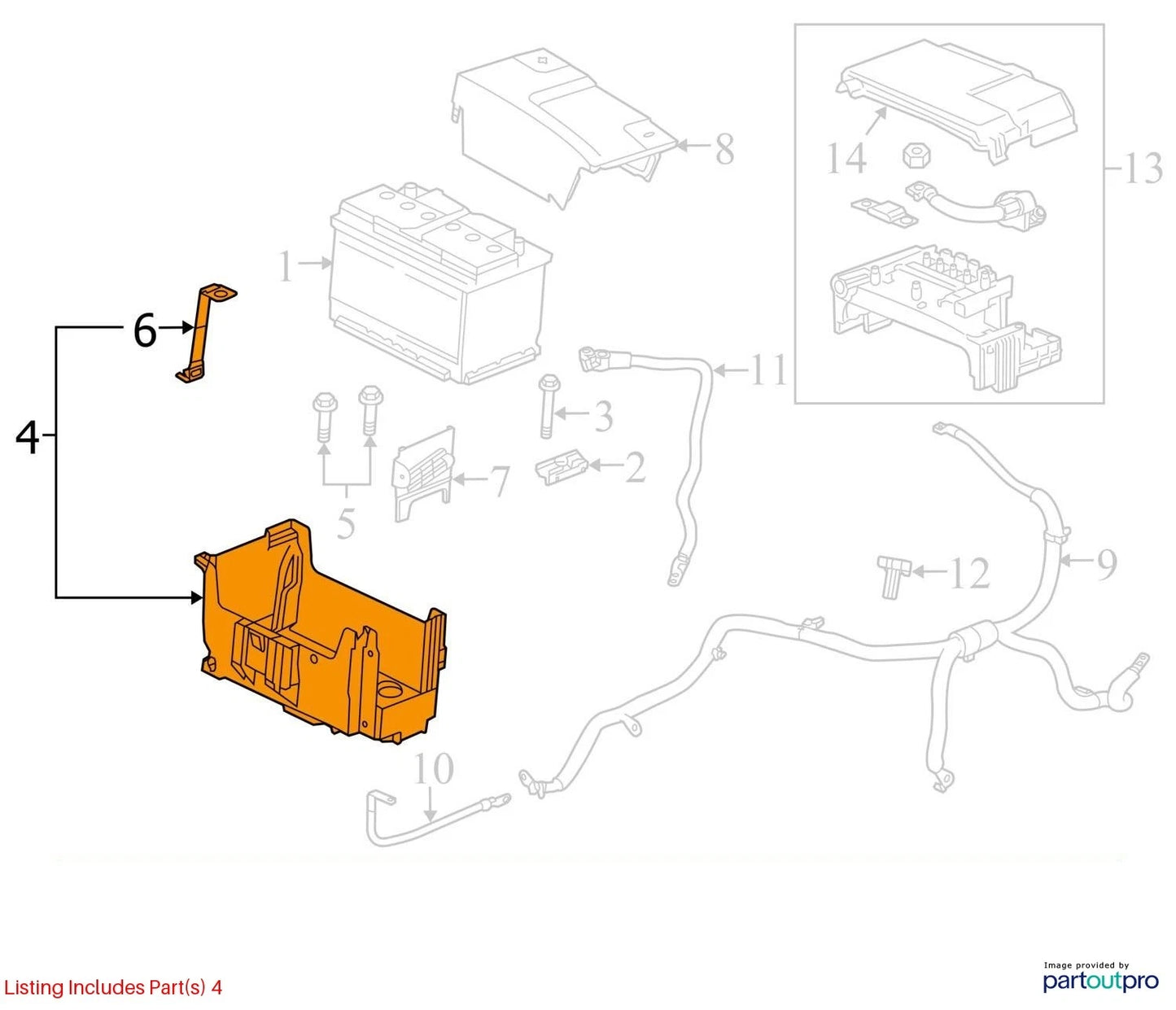 2014 2015 CHEVROLET MALIBU SEDAN BATTERY SUPPORT TRAY PAD HOLDER COVER 23448318