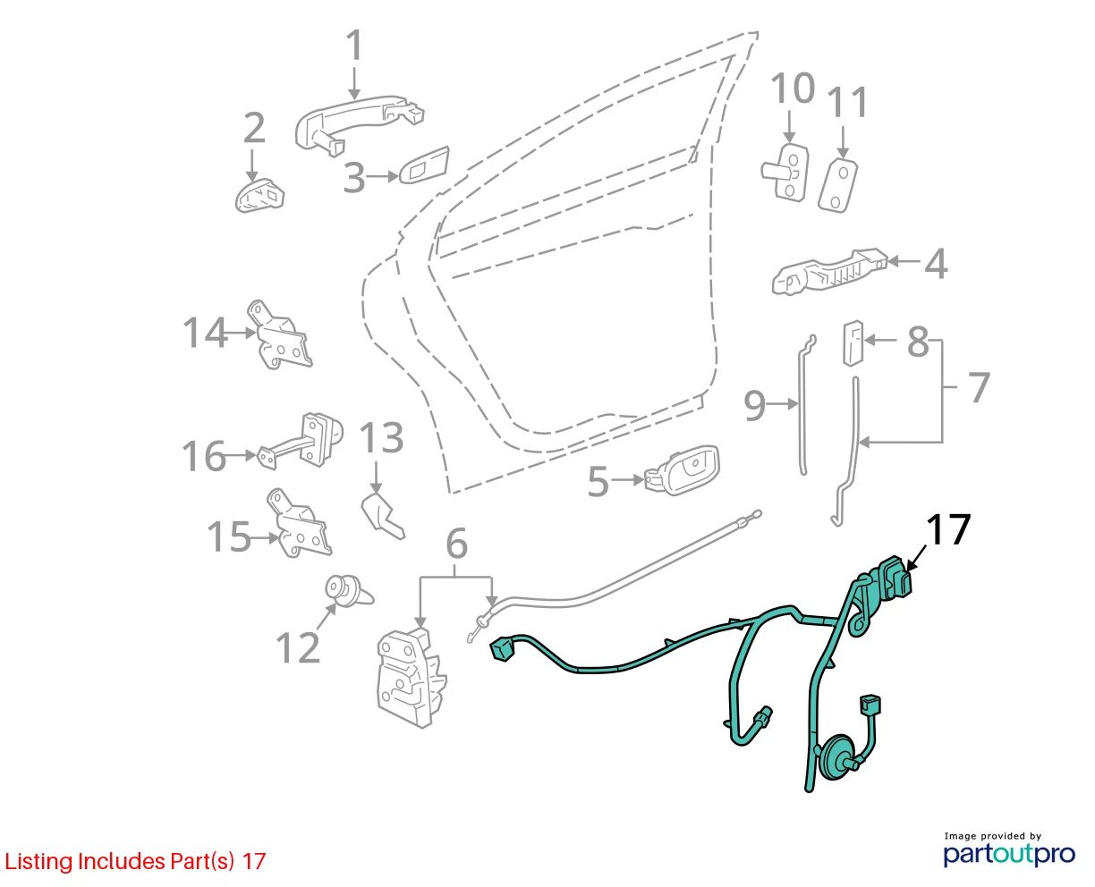 06 07 08 09 10 PONTIAC G6 SEDAN REAR RIGHT SIDE DOOR WIRE HARNESS 22734027 OEM