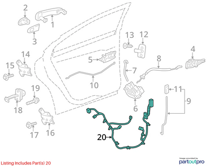 2013 2014 CHEVROLET SONIC REAR RIGHT SIDE DOOR WIRING HARNESS WIRE 95133112 OEM